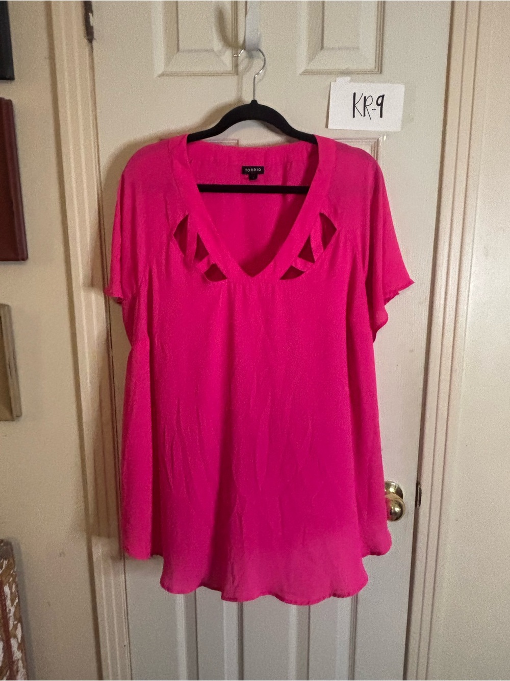 torrid Bright Hot Pink V-Neck Tunic with Cutout Detail